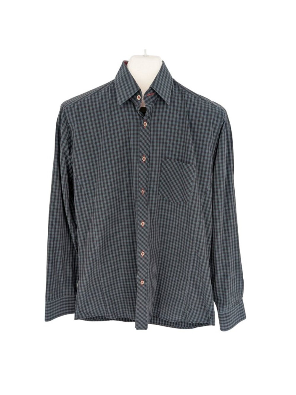 Jared Lang Check Plaid Button Up Shirt Roll Tab Sleeves Preppy Academia Medium